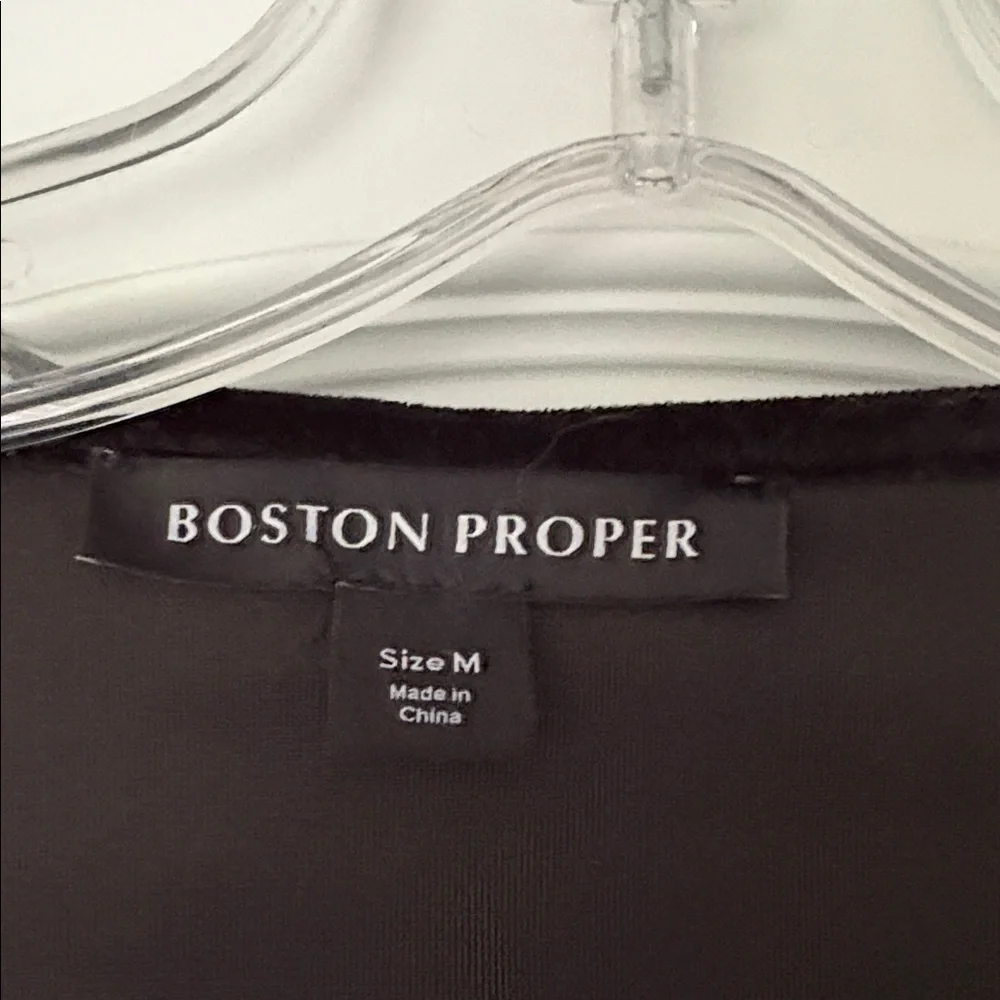 Boston Proper Black Top with Rhinestone V-Neck - Picture 3 of 5